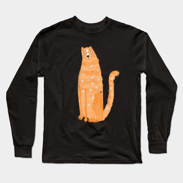 Orange cat Long Sleeve T-Shirt by YanaStrunina